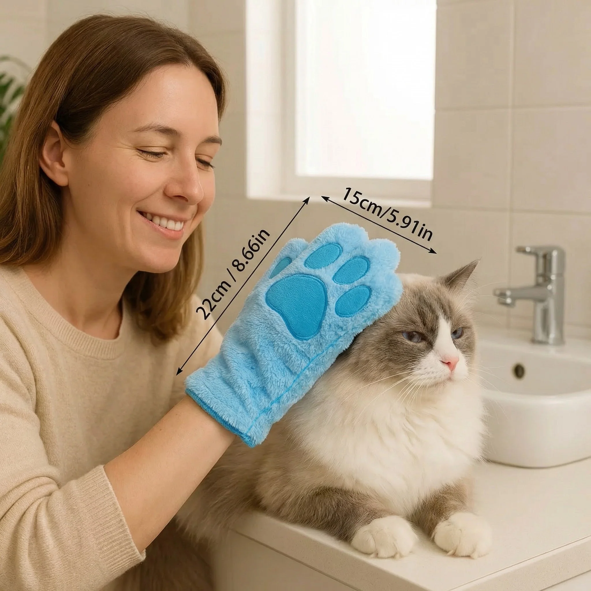 Animal care microfibre glove – dry bath towel & coat cleaning for cats - Image 5