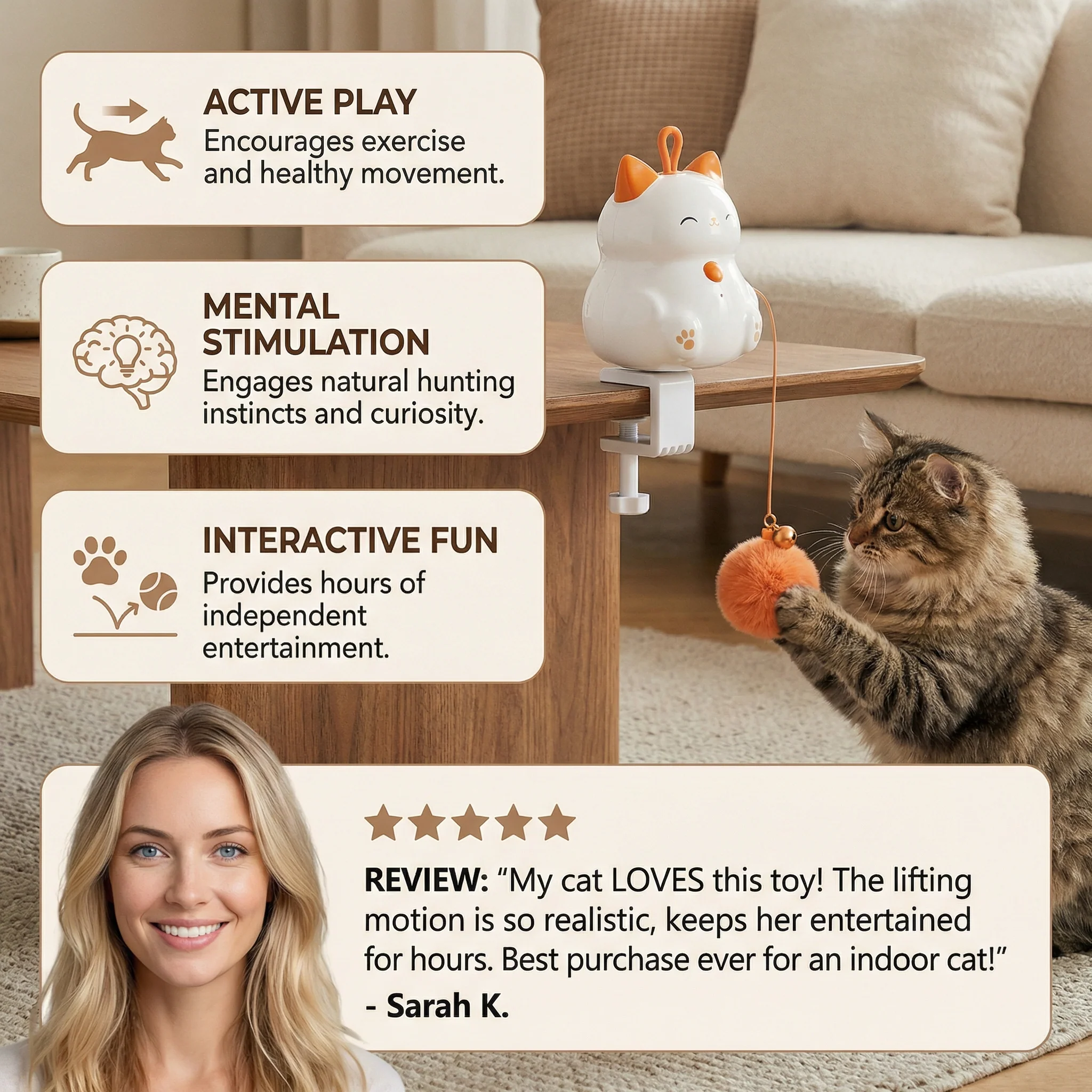 Automatic Cat Play Ball with Lifting Motion – Interactive Enrichment Toy - Image 2
