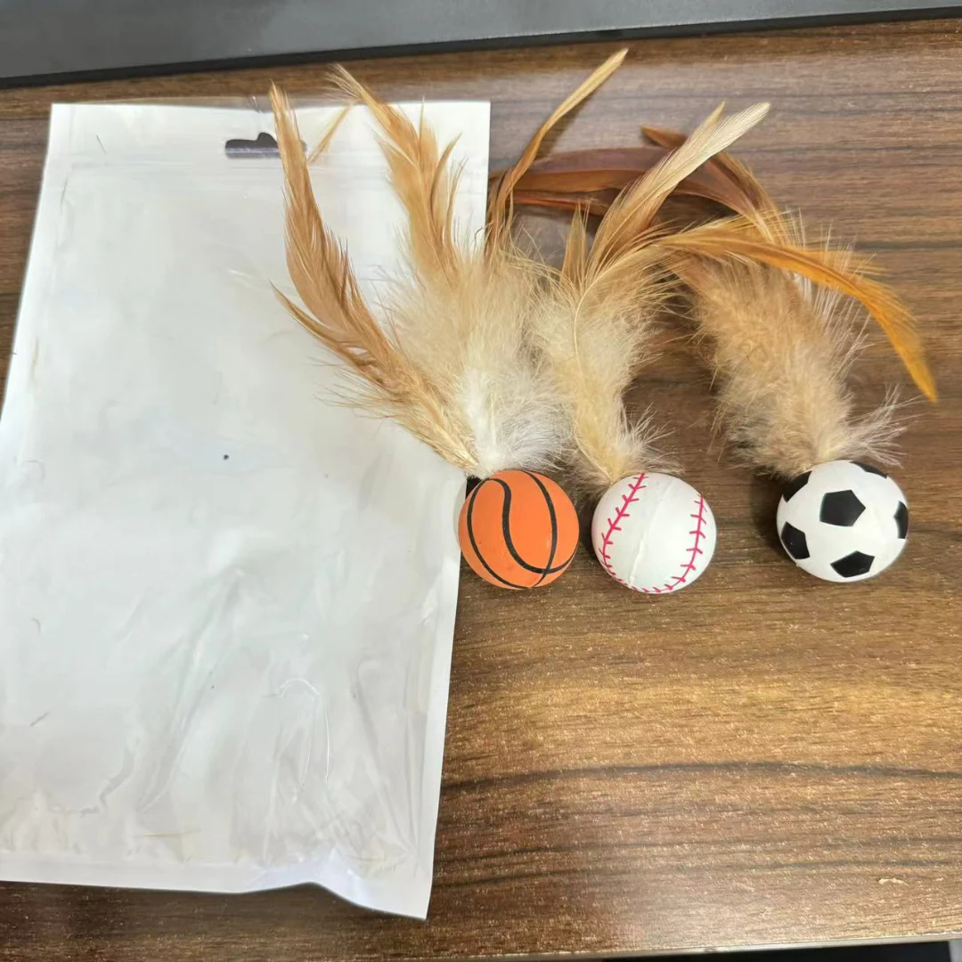 Cat Feather Rubber Ball Toy - Image 10