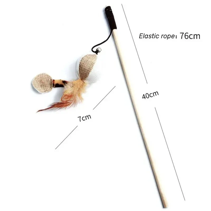Colorful Wand Cat Toy with Wooden Handle - Image 4