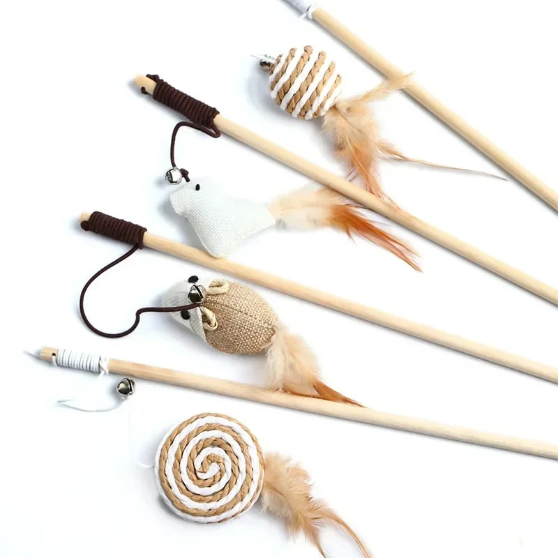 Colorful Wand Cat Toy with Wooden Handle - Image 7