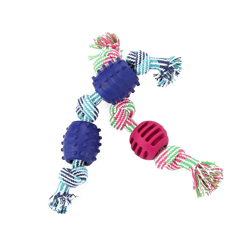 Double Knot Cotton Cord with Ball Dog Toy - Image 2