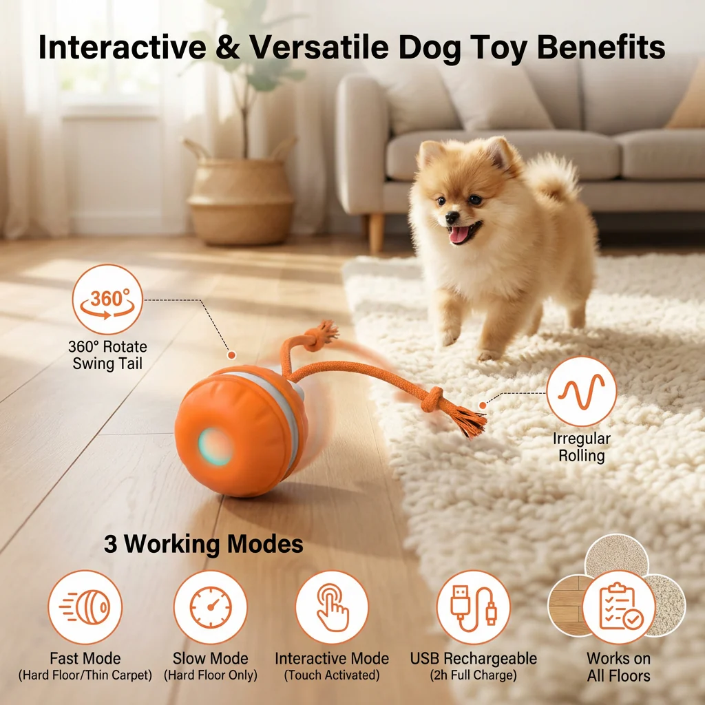 Durable Dog Play Ball with Motion Sensor and Tug Rope in Dog-Friendly Colours - Image 3