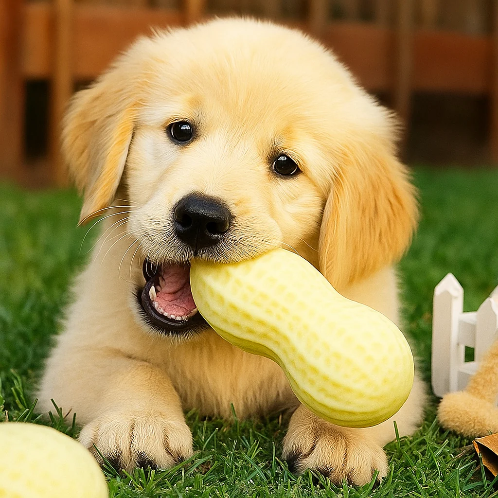 Durable squeaky peanut chew toy for dogs - Image 2