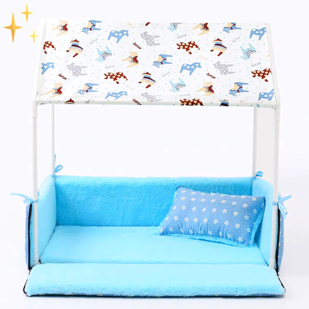 Gemütliche Fleece-Schlafmatte mit Dach und Kissen - Image 2