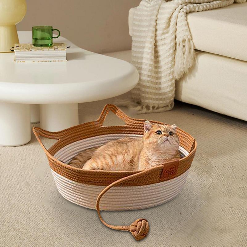 Hand-woven Cotton Rope Cat Bed - Image 2