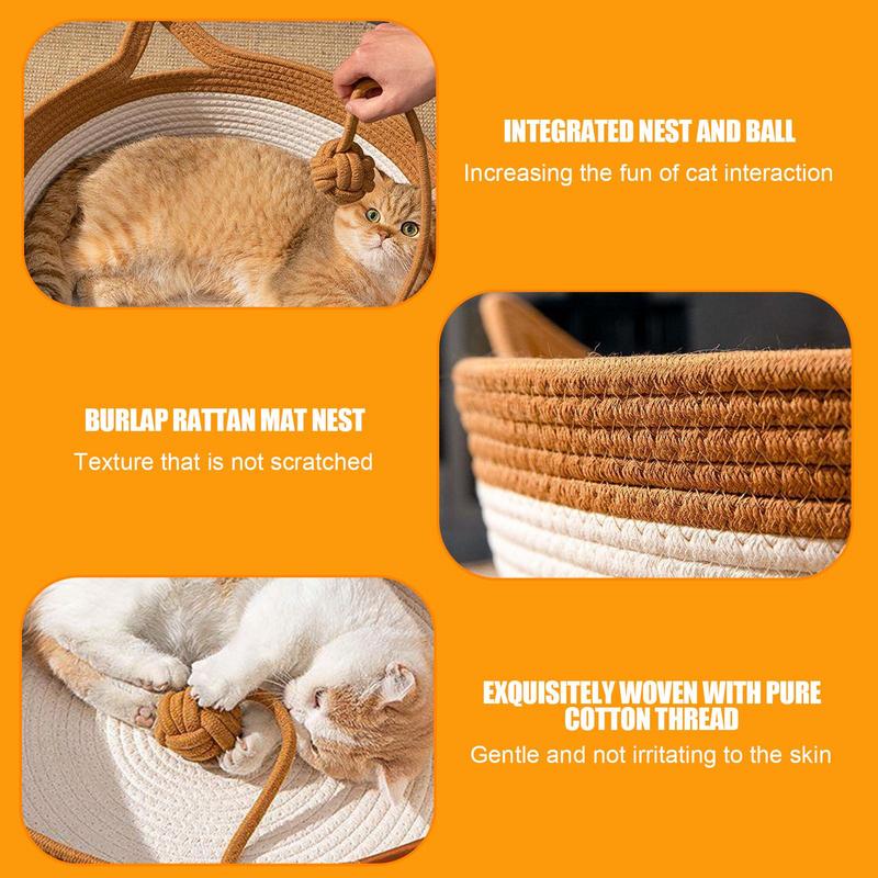 Hand-woven Cotton Rope Cat Bed - Image 4