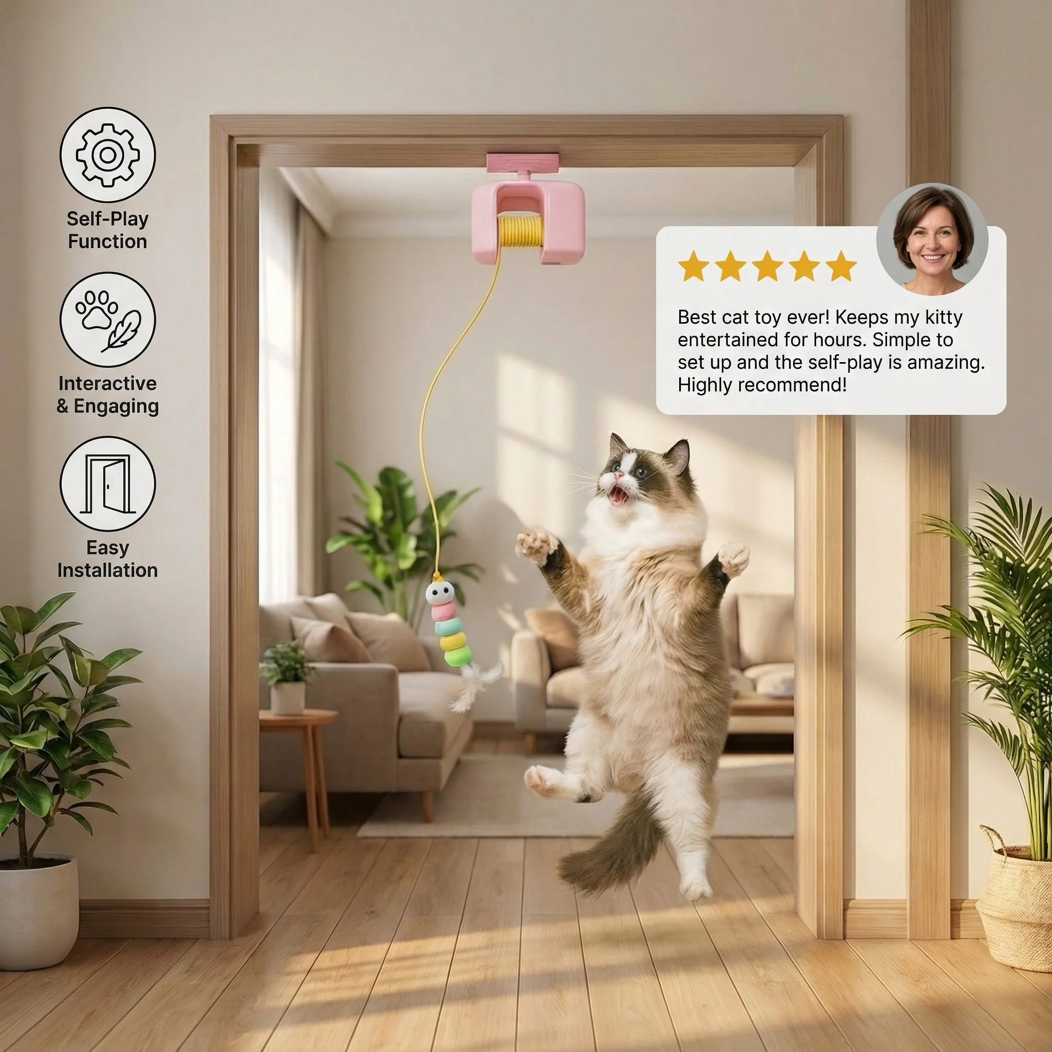 Interactive door yo-yo cat toy with self-play function - Image 2