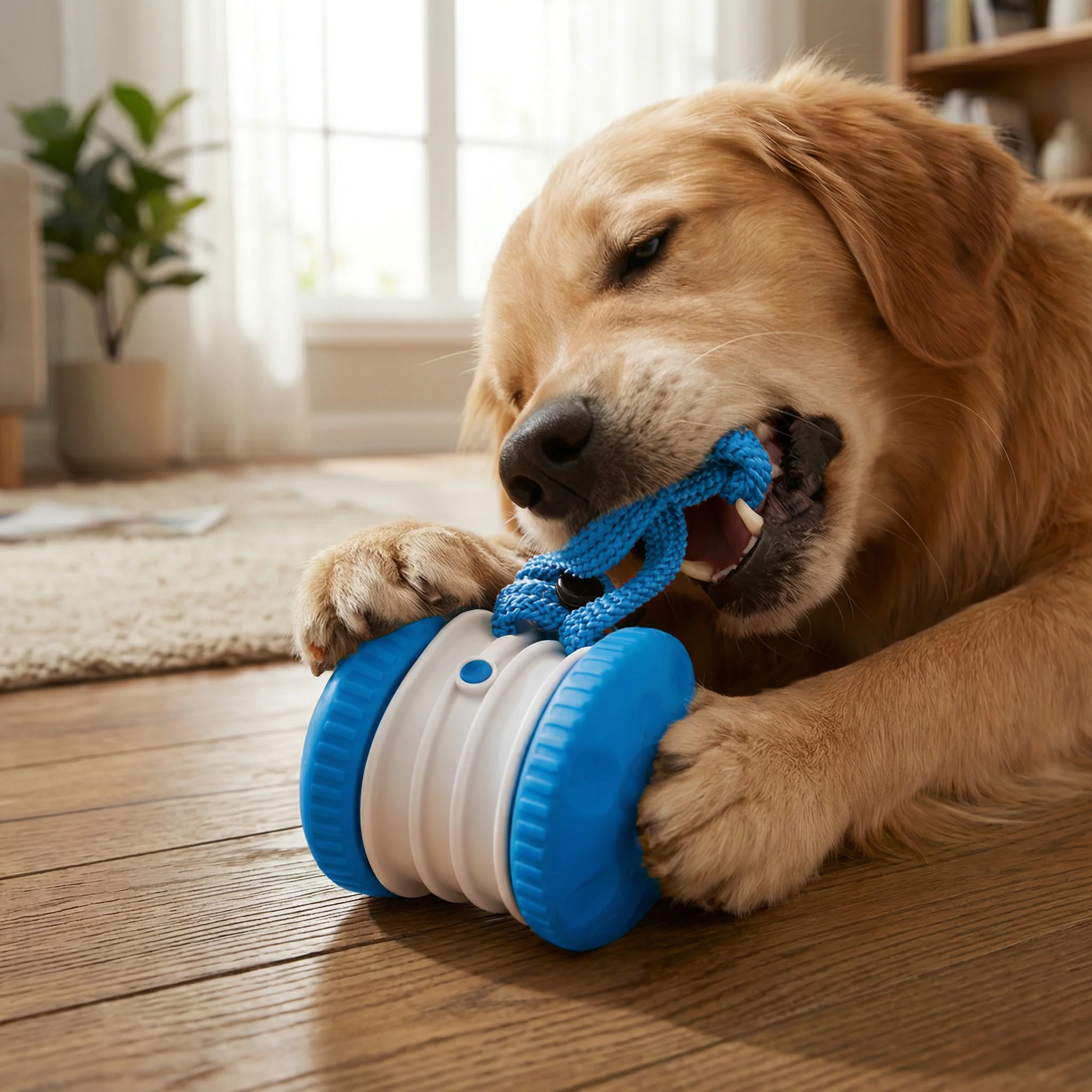 Interactive & Durable Dog Ball – Motion Toy with Tug Rope in Dog Colours - Image 5