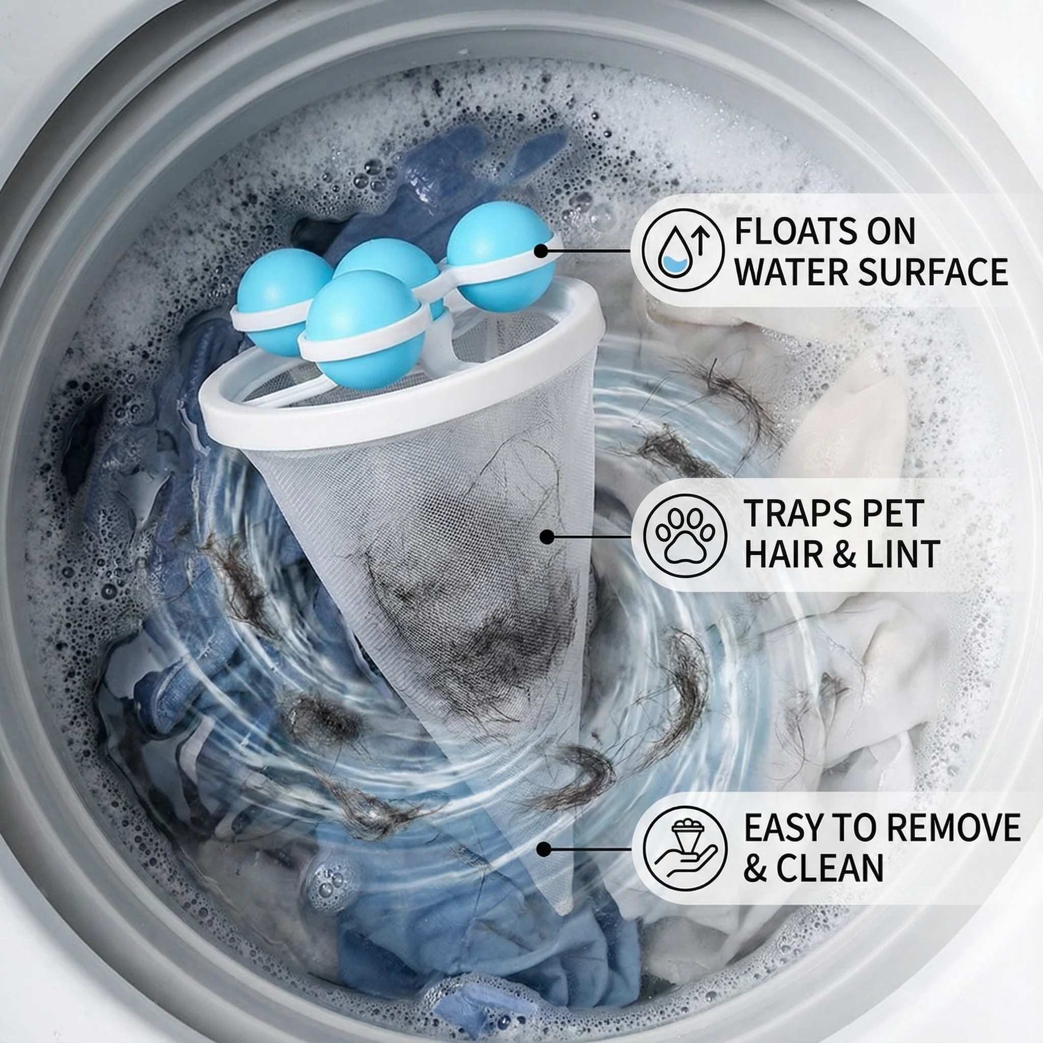Pet Hair Laundry Filter for Washing Machines – Reusable Mesh Catcher - Image 3