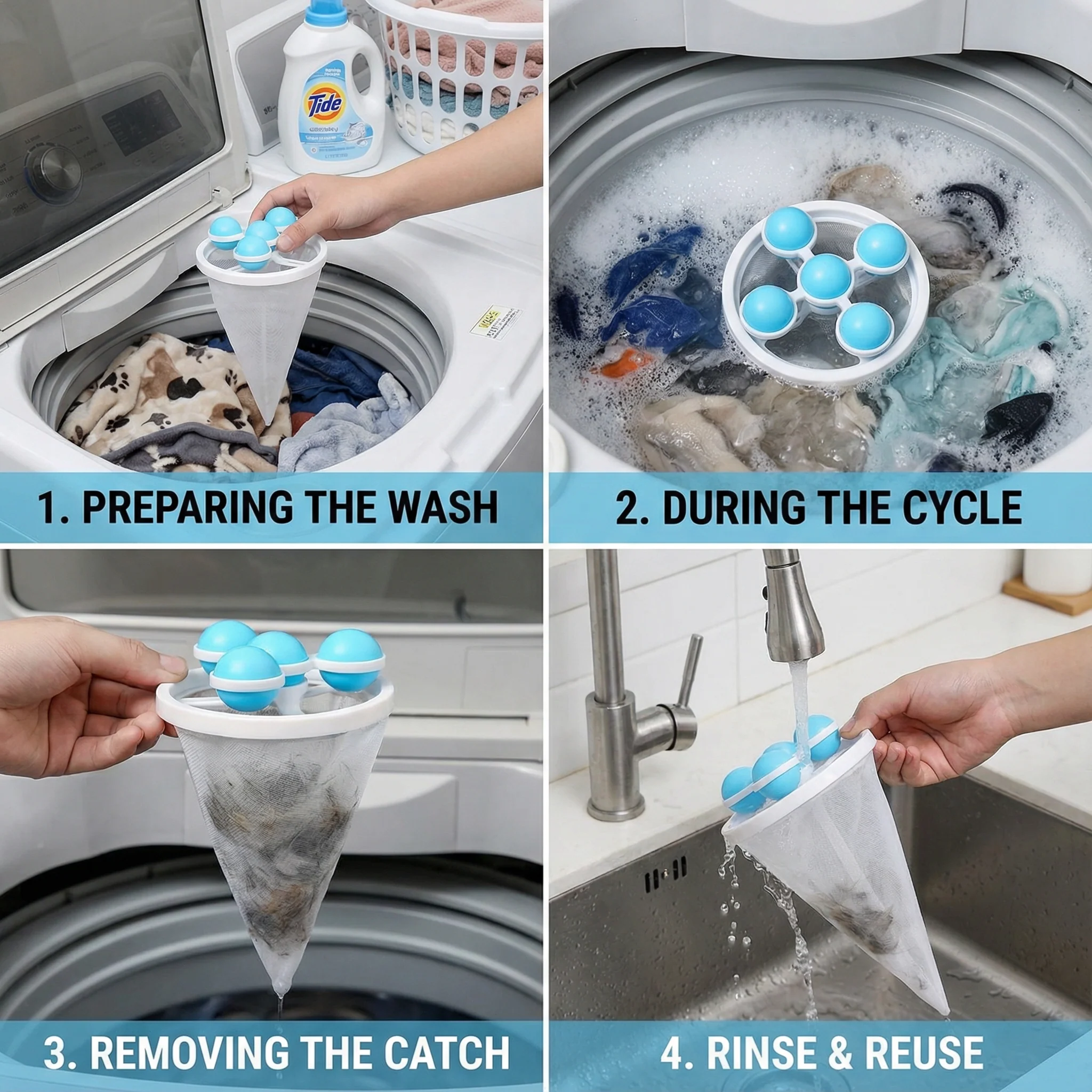Pet Hair Laundry Filter for Washing Machines – Reusable Mesh Catcher - Image 4