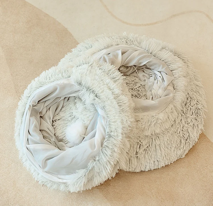 Plush Tunnel Play Bed for Cats - Image 4