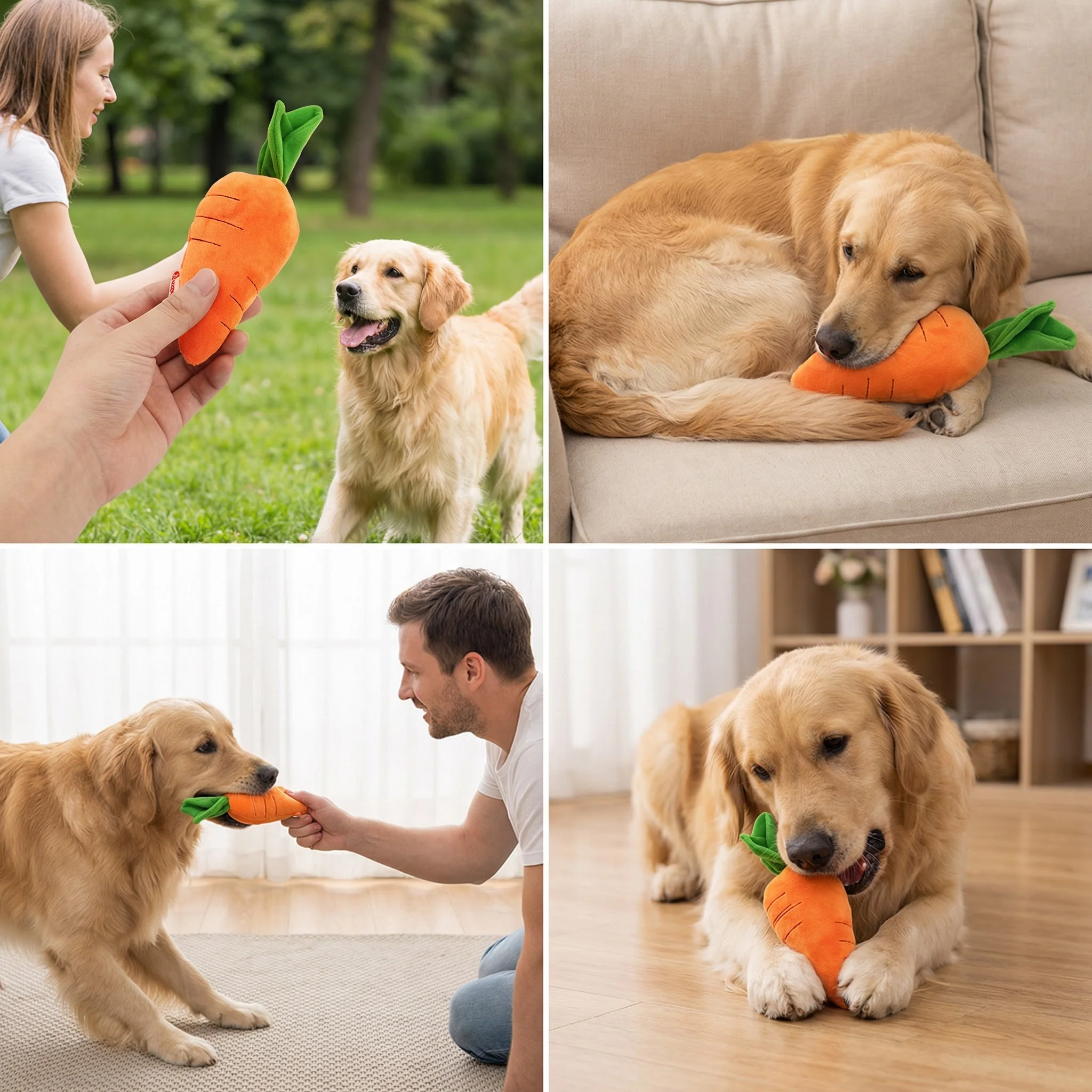 Squeaky carrot dog toy for stress relief and play time - Image 4
