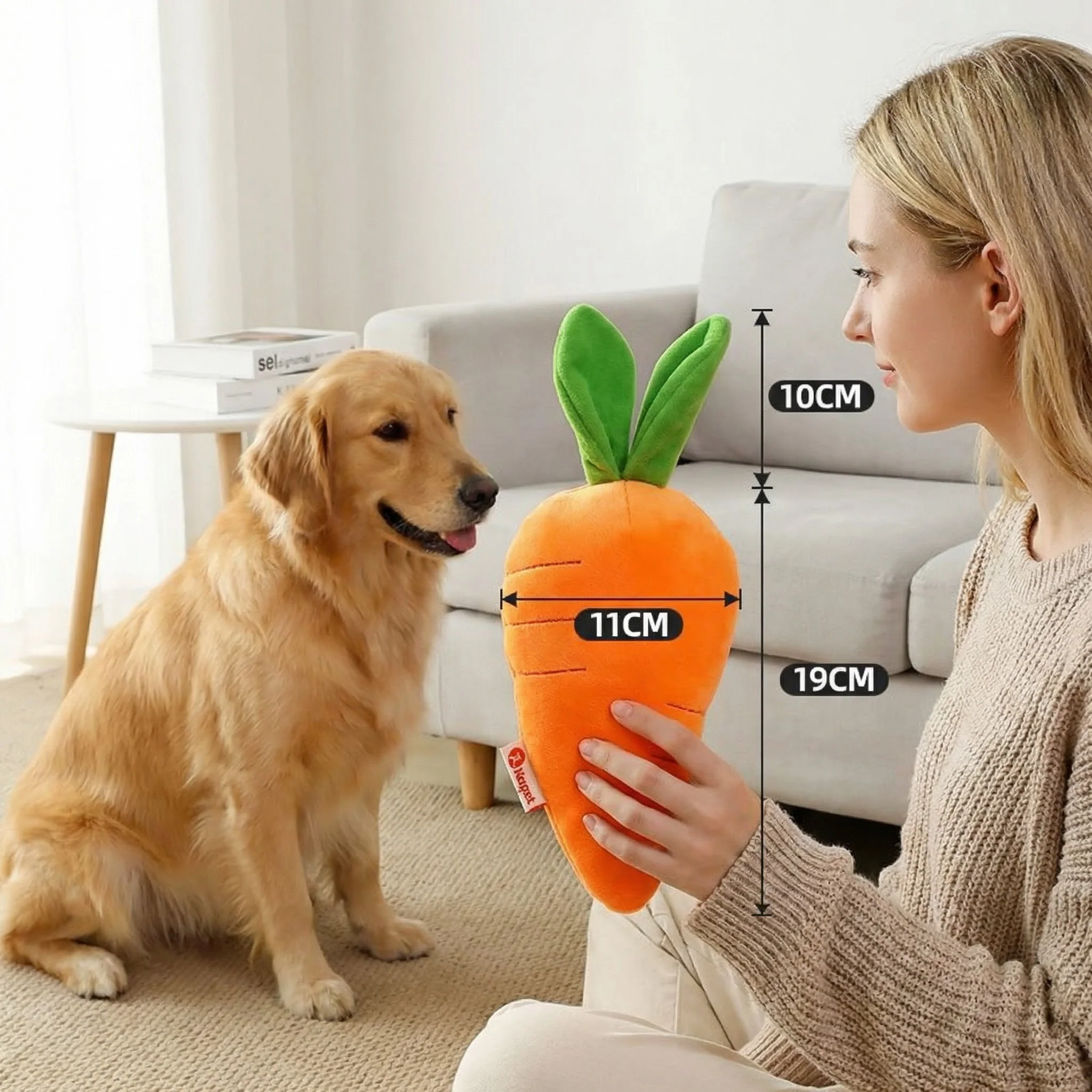 Squeaky carrot dog toy for stress relief and play time - Image 5