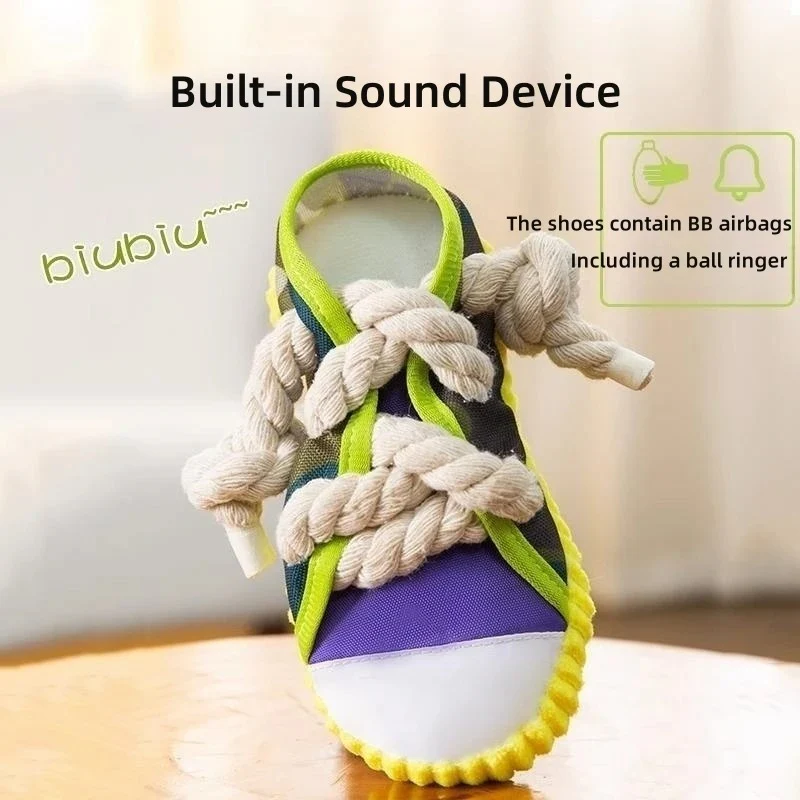 Squeaky slipper with sturdy cotton rope β dental care & fun for dogs - Image 3