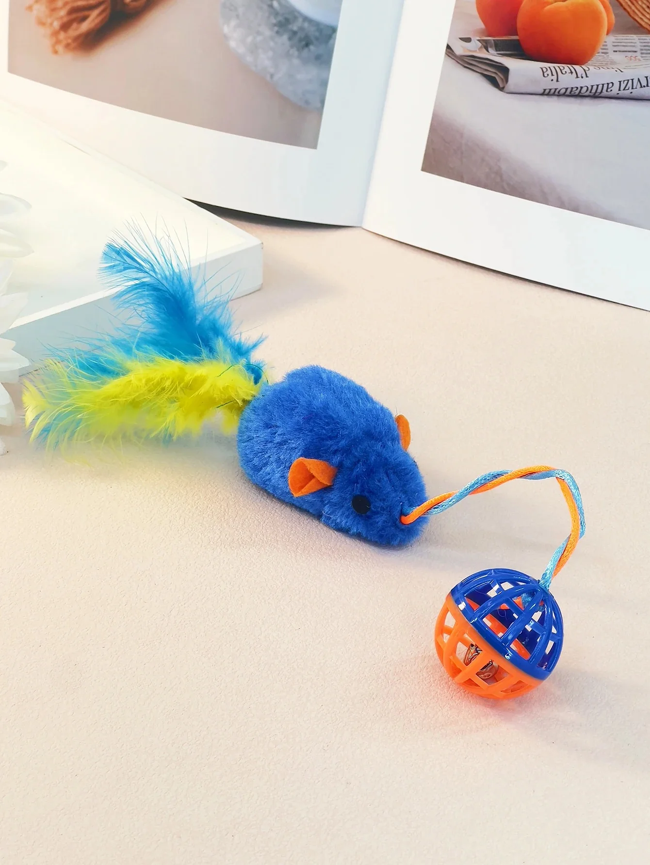 Stuffed Mouse with a String Sounding Bell Ball - Image 2