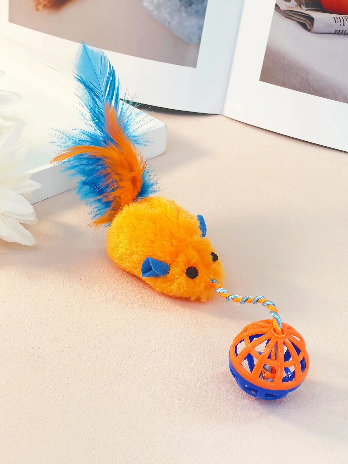 Stuffed Mouse with a String Sounding Bell Ball - Image 4