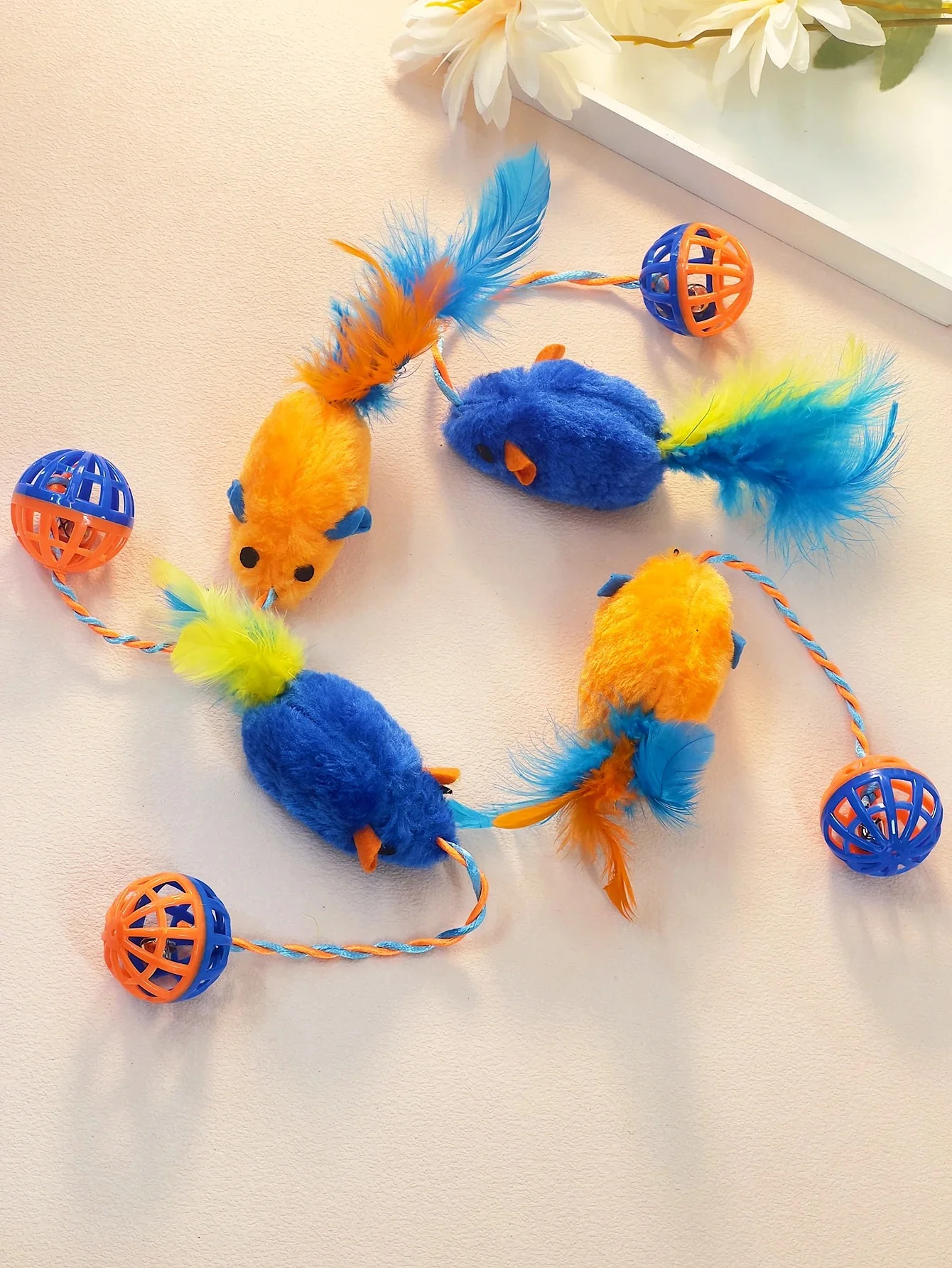 Stuffed Mouse with a String Sounding Bell Ball - Image 6